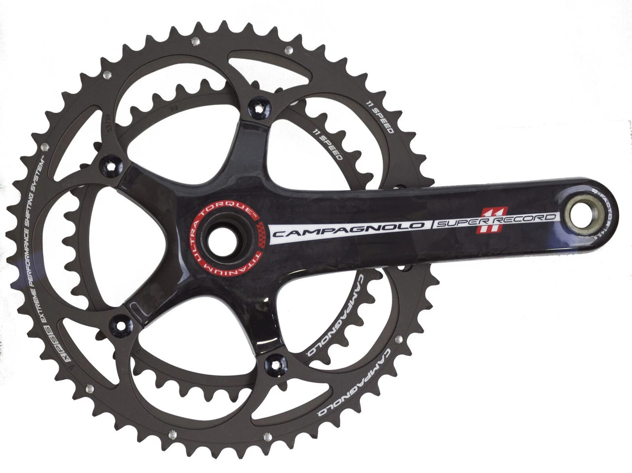 Campagnolo Super Record Carbon Ti 4 Arm 11 Speed Crankset 1 Campagnolo Super Record Carbon Ti 4 Arm 11 Speed Crankset